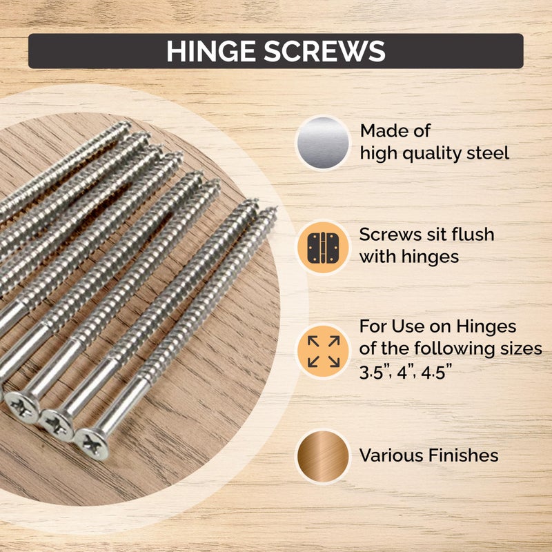 Hinge Outlet Stainless Steel Screws 9 x 1 Inch for Door Hinges - 24 Pack - Highly Rust Resistant - Image 3